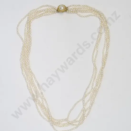 5 strand cultured small pearl necklace