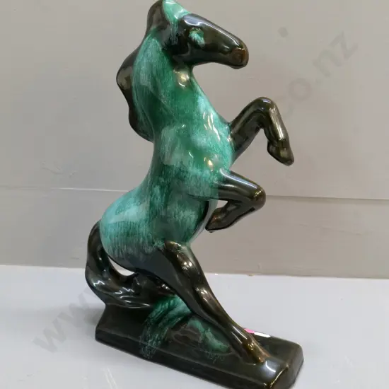 large Blue Mountain pottery rearing horse figure H-370