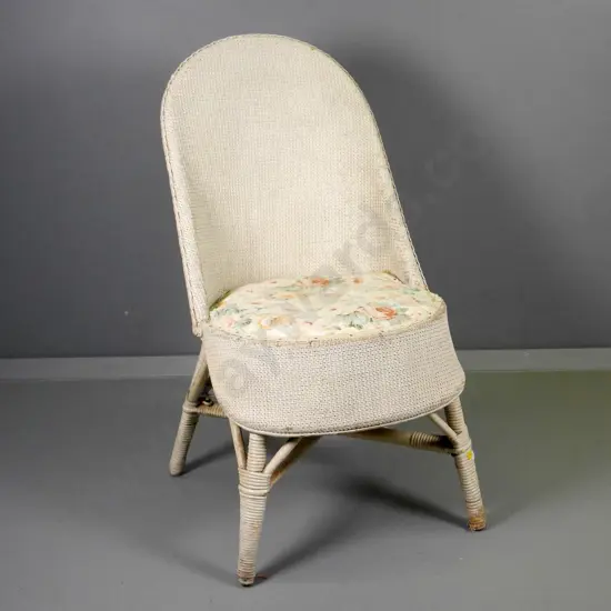 vintage Lusty Lloyd Loom style chair with floral fabric seat - a bit of paint wear H-780 W-430 D-530