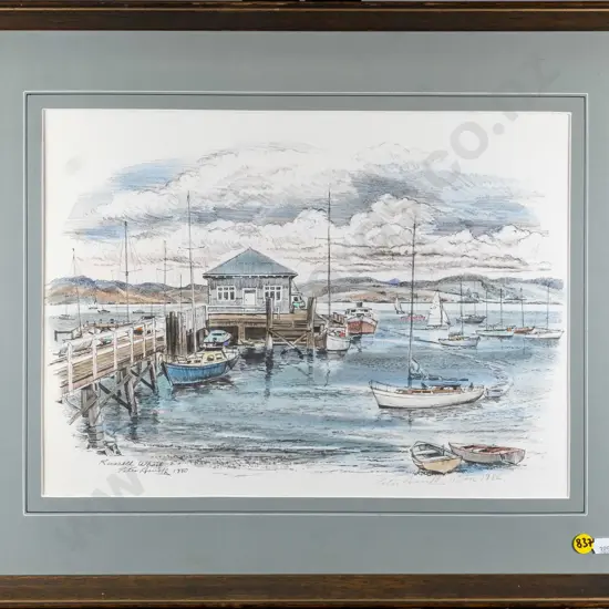 signed framed digital Peter Arnold print "Russell Wharf" H-270 W-380