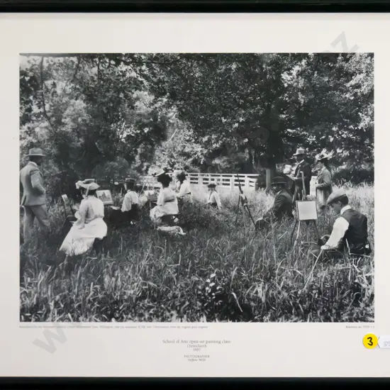 framed digital photo print - open air painting, Christchurch, 1907 H-250 W-330
