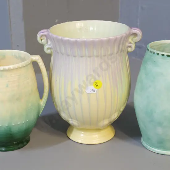 3 English pottery vases - Beswick, Radford, largest is Crown Devon H190