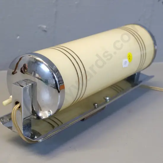 deco chrome bed end lamp with cream glass shade L-310