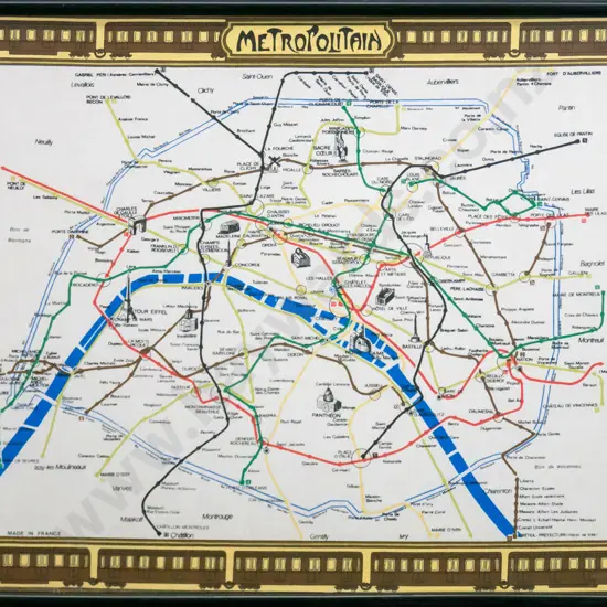 framed Paris Metropolitain souvenir tea towel H-440 W-690