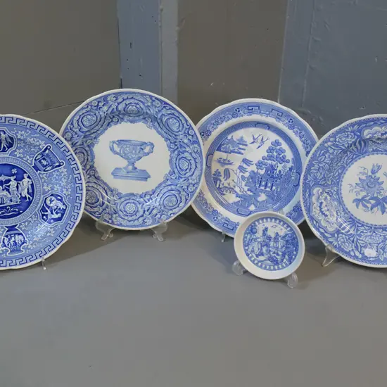 Spode 'Blue Room' plates - 4 are D-230 and a pin dish