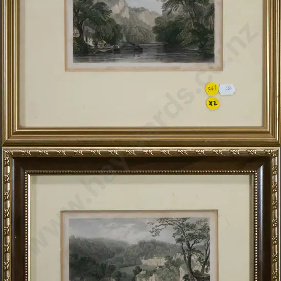 2x vintage prints - river and countryside scenes (both have slight foxing) Each H-110 W-170