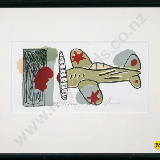 illegible signature - framed ltd edition 28/60 "Blitzkrug" H-120 W-230