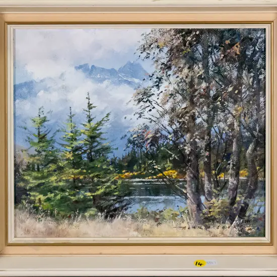 Alan D Cooke 1968 - framed oil "Mountain Cloud, Frankton Arm, Lake Wakatipu" H-240 W-300