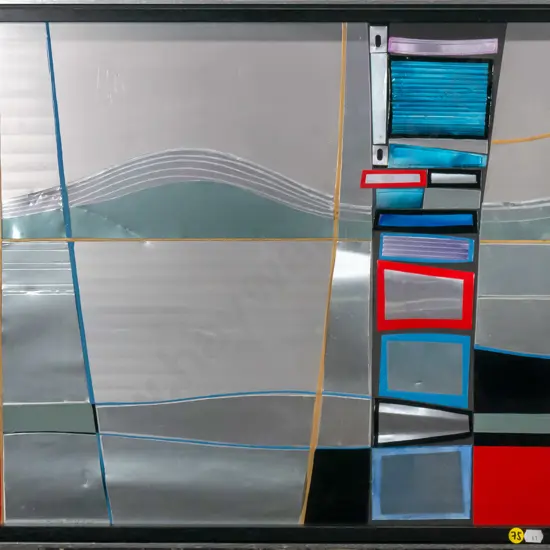 Rita Blakeley - framed aluminium collage (scratching) H-460 W-560