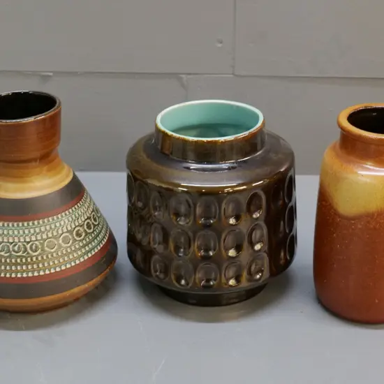 3 German pottery vases - tallest is H-160