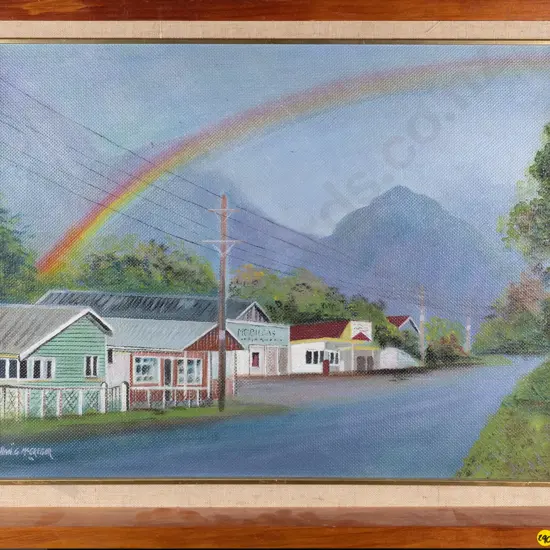 Allan McGregor - framed acrylic "Franz Josef Village" H-390 H-530