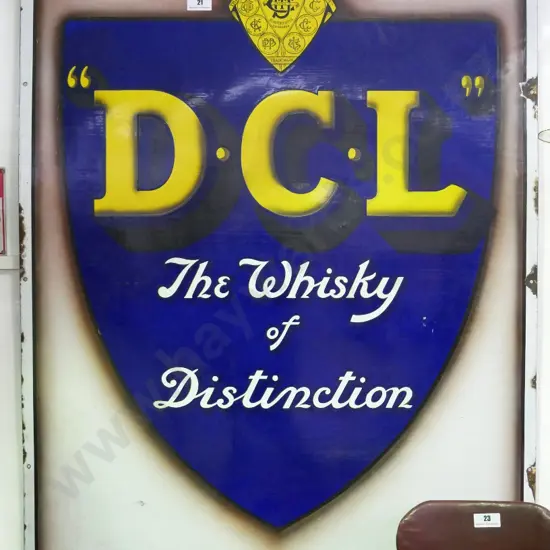 large enamel on metal sign - DCL - Distiller's Company Ltd Edinburgh whisky advertising H1530 W1020