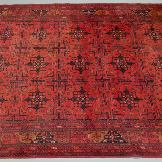 large Afghani hand-knotted wool floor rug L3050 W2070