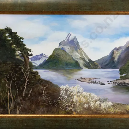 J Grey - framed oil - Mitre Peak H-400 W-590