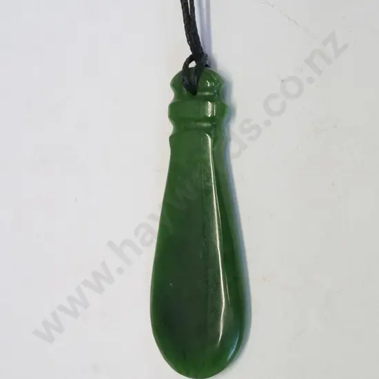 greenstone necklace on leather strand