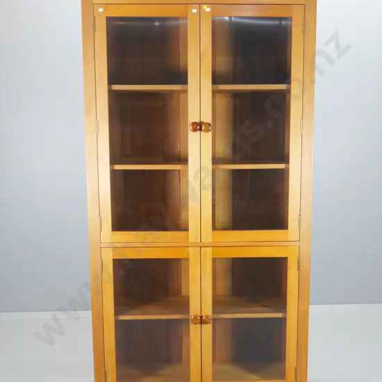 solid rimu large display cabinet - 4 doors, fixed shelves H1910 W1090 D370