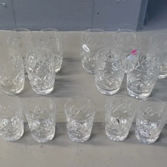 14 cut crystal tumblers - 10 are Webb-Corbett, 4 others, one with a chip to rim