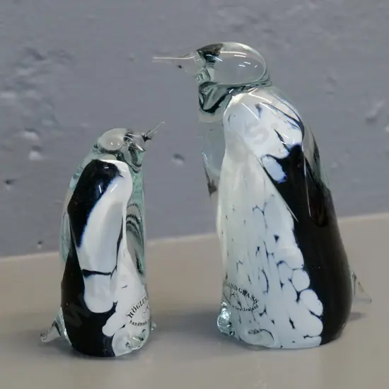 2 Hoglund NZ glass penguin figures - taller is H-120