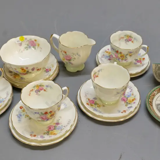 Royal Doulton Maytime part tea set - 4 trios, cream & sugar plus spares and an Adams Cries of London cup & saucer