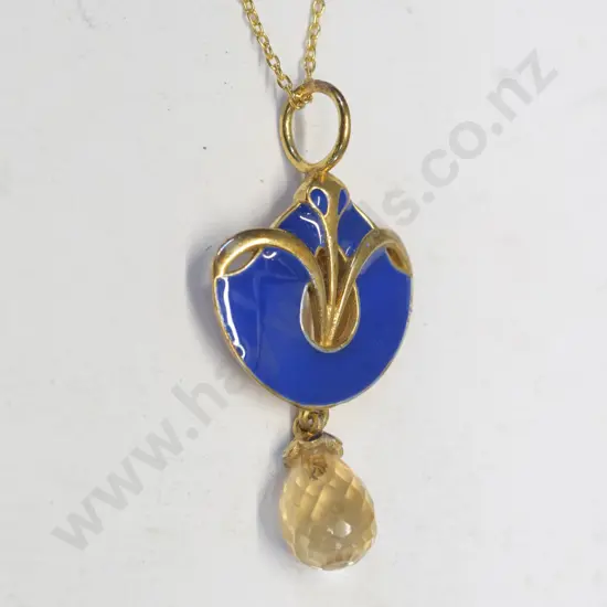 blue enamel necklace chain stamped 925