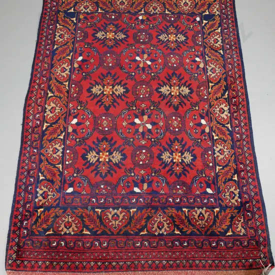 Persian hand-knotted wool floor rug - navy and red L1840 W1060