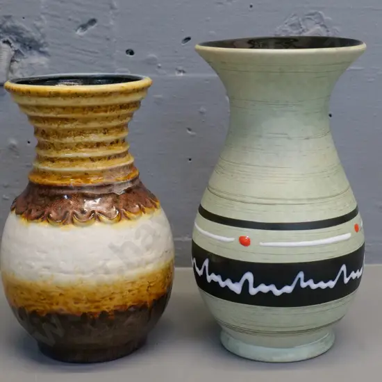 2 German pottery vases - taller is H-210