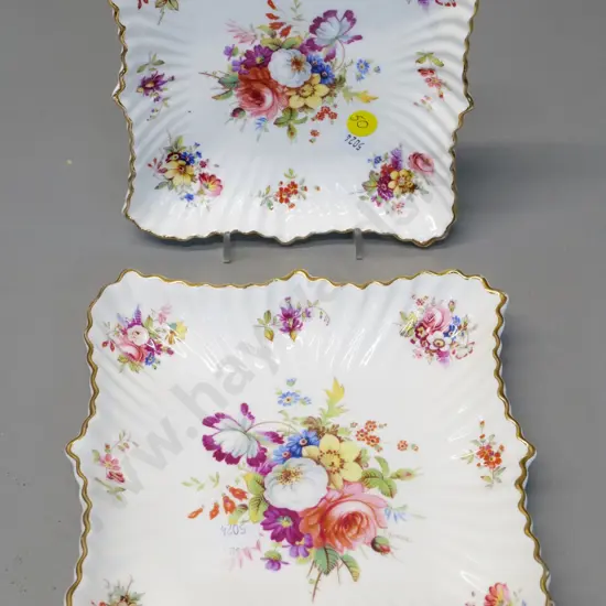 2 Hammersley Howard Sprays square biscuit plates  - larger is 180 x 180