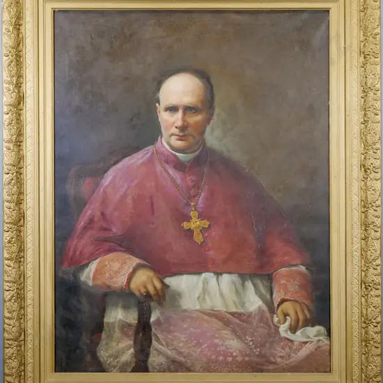 gilt framed oil on canvas - Third Bishop of Dunedin (aging to paint) H-1400 W-1120