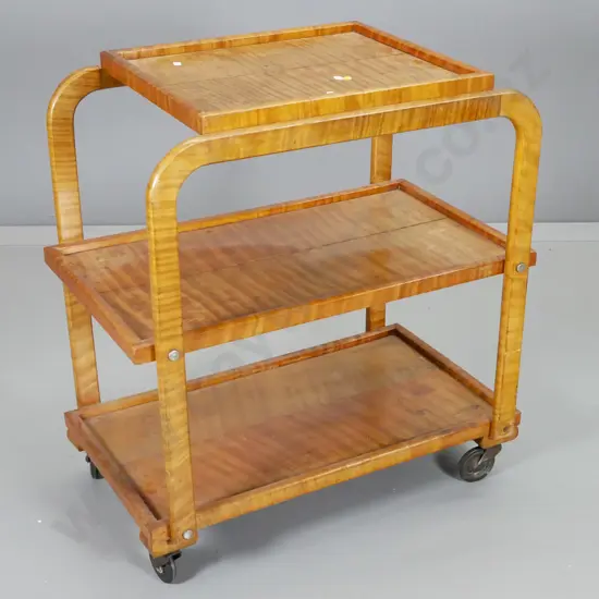 deco 3-tier tea trolley - wobbly, splits to each shelf and side join H740 W685 D430