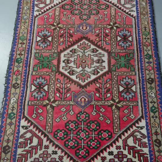 Iranian hand-knotted wool floor rug - some fading L-1520 W-1040