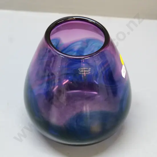 Venus Hot Glass NZ art glass vase - purple and blue - H-160