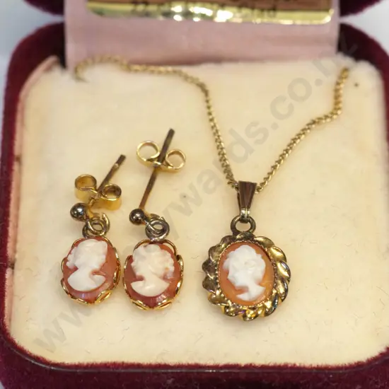 cameo necklace & earings stamped 925