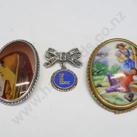 Limogue brooch, silver brooch artist 'Jean JacquesKenner' & marqusite brooch with the letter L stamped stgsil