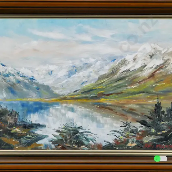 Ray Melhop - framed oil "Lake Ohau" H-290 W-380