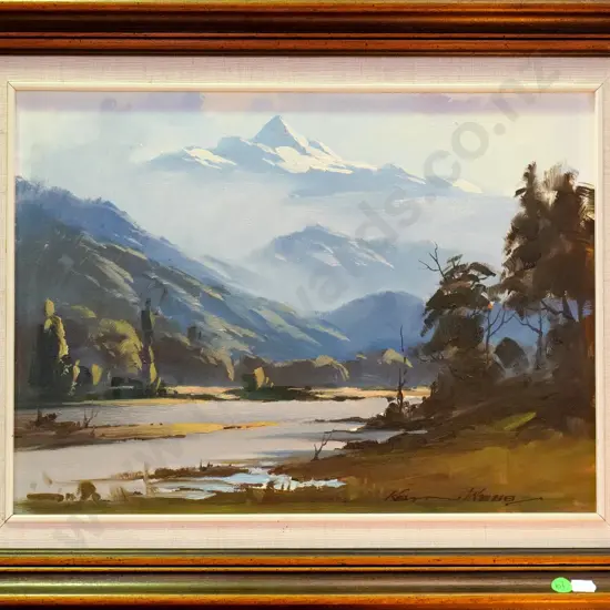 Kevyn Webb - framed oil "Morning Light Haast Pass" H-290 W-400