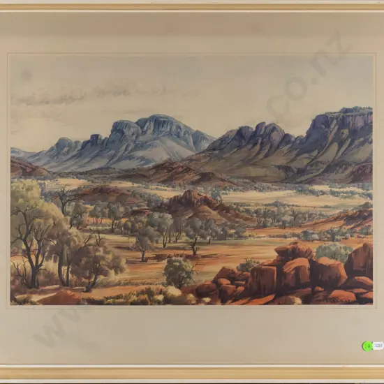framed Albert Namatjira print - James Range Country, Central Australia H-350 W-510