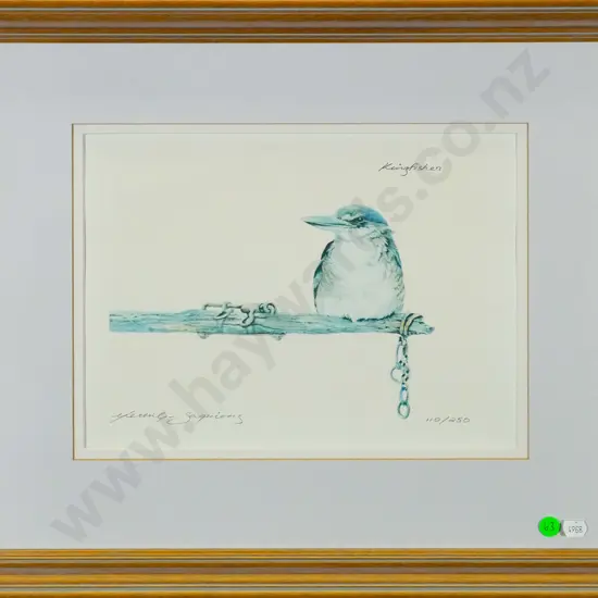 Merrilyn Jaquiery - framed ltd edition print 110/250 "Kingfisher" H-220 W-290