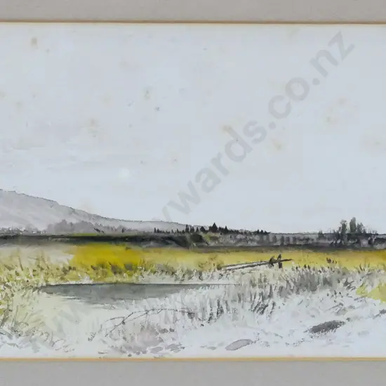WMH (WM Hodgkins attrib) - framed watercolour - landscape (extensive foxing) H-150 W-250