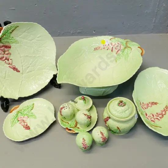 7 pieces Carlton Ware foxglove pattern china - 2 plates have small chips