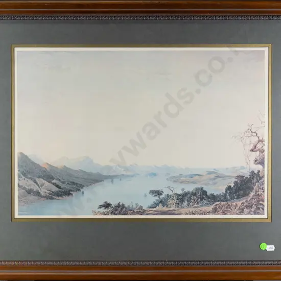 framed historic George O'Brien print - Otago Harbour From Highcliff Road H-330 W-500