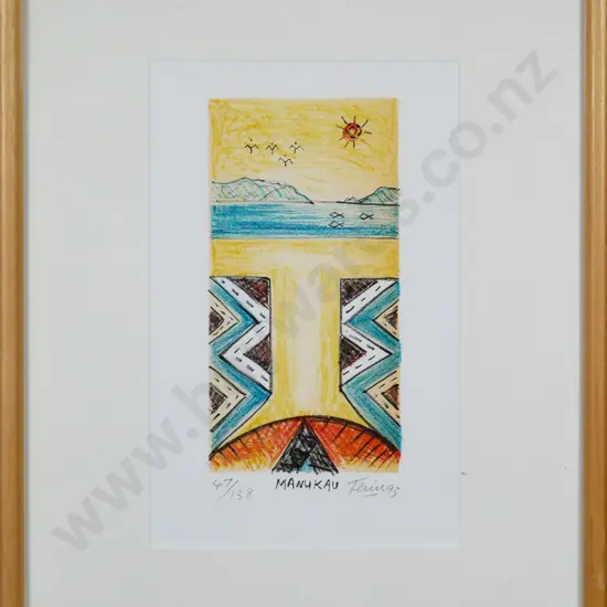 Fatu Feu'u '93 - framed ltd edition print 47/138 "Manakau" H-190 W-9