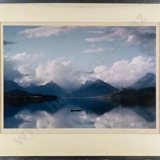 framed Matheson Beaumont photograph - lake and mountain scene (needs to be remounted) H-330 W-490