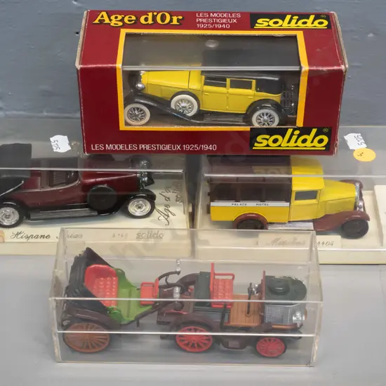 4 model vintage vehicles, 3 in original packaging: 3 Solido and 1 Rio Italian