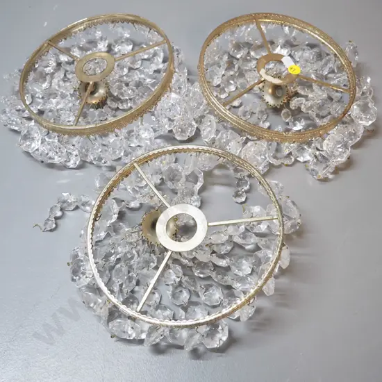 3 metal lustre basket ceiling light shades - all strands present but some need re-attaching H160 D-180