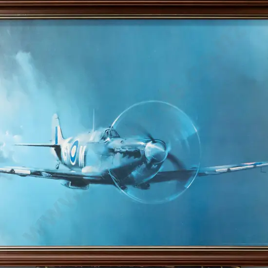 framed Barrie AF Clark print - spitfire H-500 W-1000