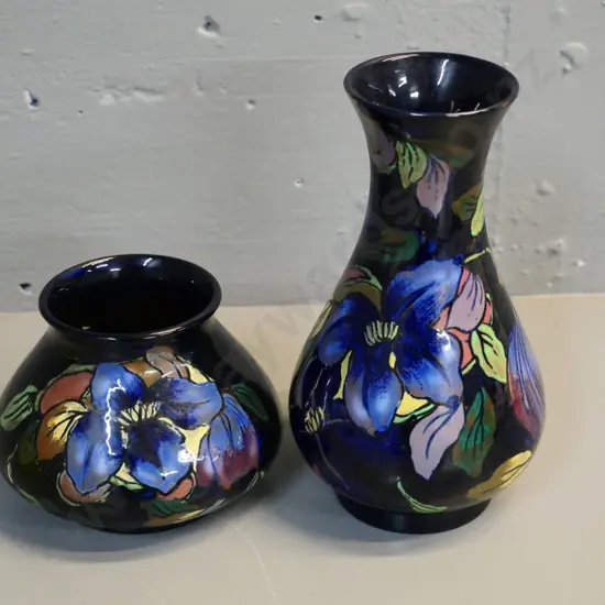 2 Stanley ware Jacobean pattern vases - taller is H-190 D-110