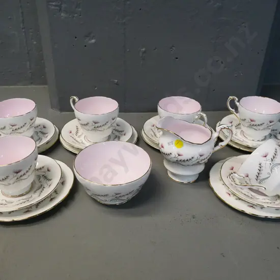 Paragon 20-piece retro floral and pink bone china tea set