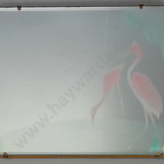 retro bevelled edge picture wall mirror - wading birds H-330 W-550