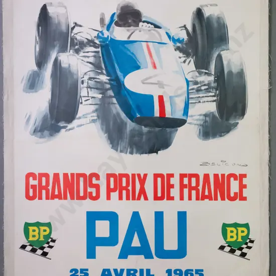 vintage French Grands Prix poster - 25 Avril 1965 (mounted on linen)  H-590 W-390
