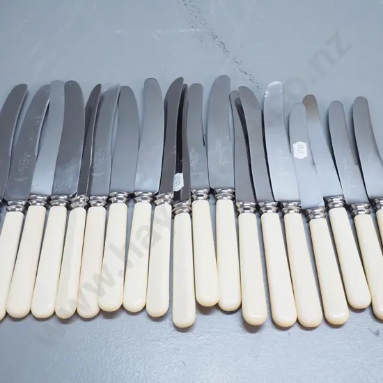 19 bone-handled knives - 15 are dinner knives, various makers, not a matching set